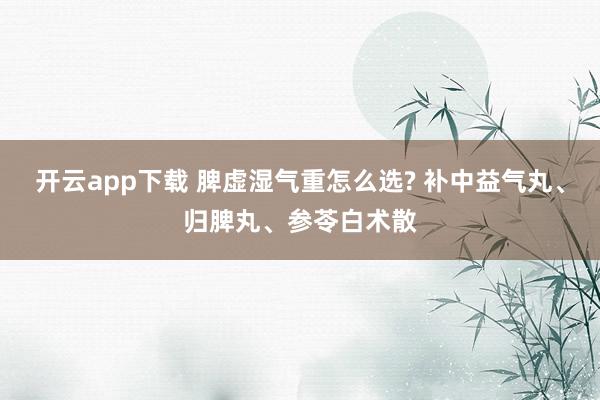 開云app下載 脾虛濕氣重怎么選? 補中益氣丸、歸脾丸、參苓白術散