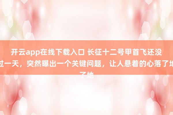開云app在線下載入口 長征十二號(hào)甲首飛還沒過一天,突然曝出一個(gè)關(guān)鍵問題,讓人懸著的心落了地