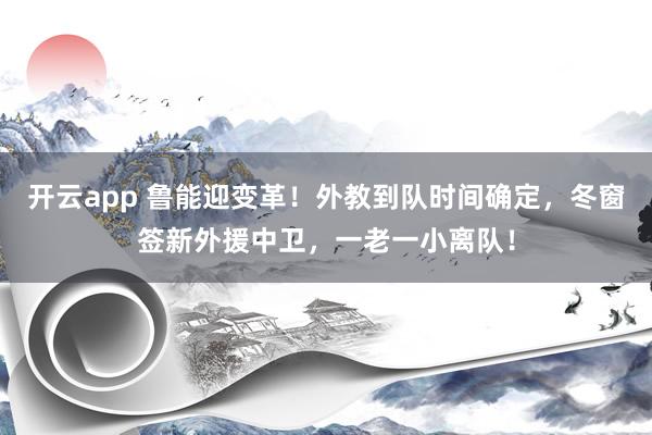 開云app 魯能迎變革!外教到隊(duì)時(shí)間確定,冬窗簽新外援中衛(wèi),一老一小離隊(duì)!