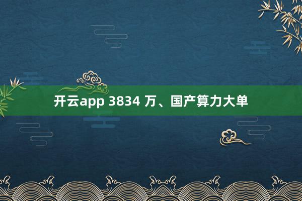 開云app 3834 萬、國產算力大單
