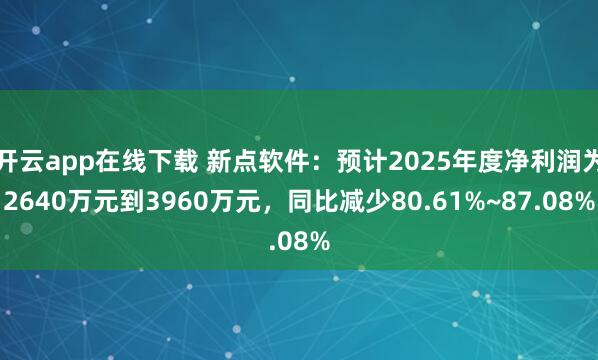開云app在線下載 新點軟件:預計2025年度凈利潤為2640萬元到3960萬元,同比減少80.61%~87.08%